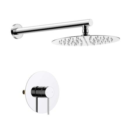Kibi Circular Pressure Balanced Single Function Shower System with Rough In Valve - Chrome KSF407CH